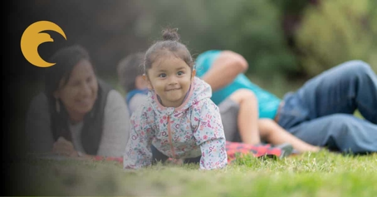 happy native american child with parents