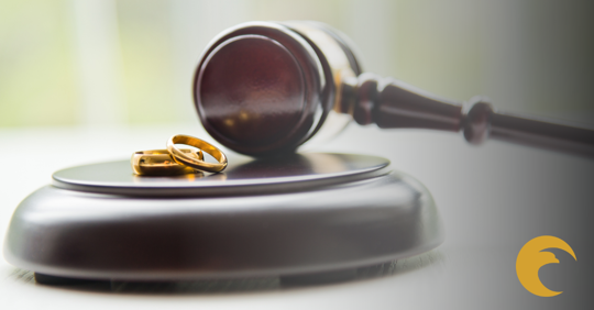 gavel and wedding rings