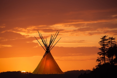 tepee in the sunset
