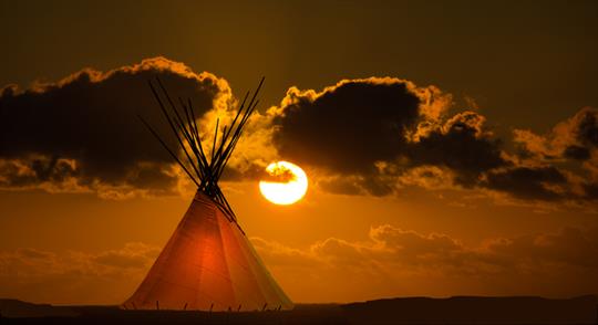 teepee in the sunset